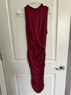 Amazon Sleeveless Twist-Front Wine Midi Dress